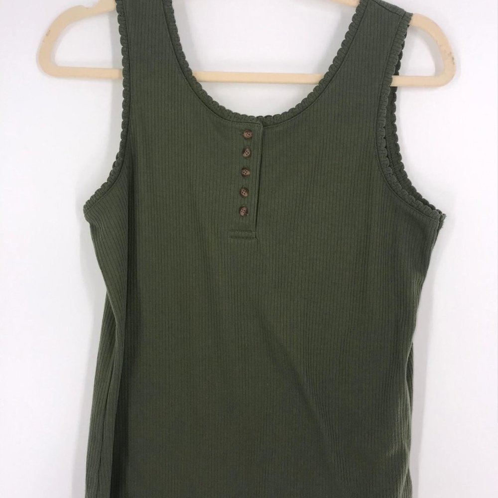 CLASSIC ELEMENTS GREEN RIBBED TANK TOP‎